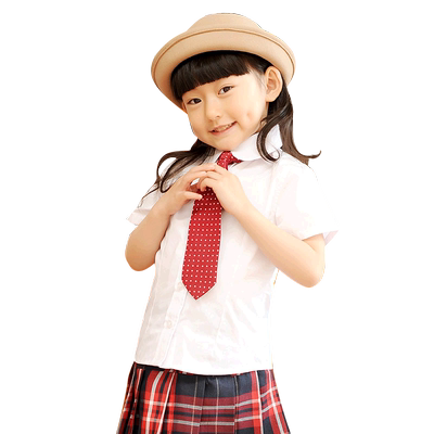 学院风娃娃领衬衣大童装白色校服