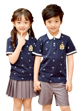 夏季男童短袖小学生polp班服