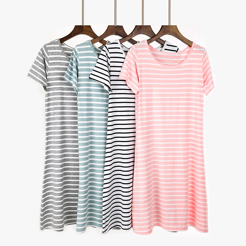 莫代尔大码宽松休闲风短袖睡裙