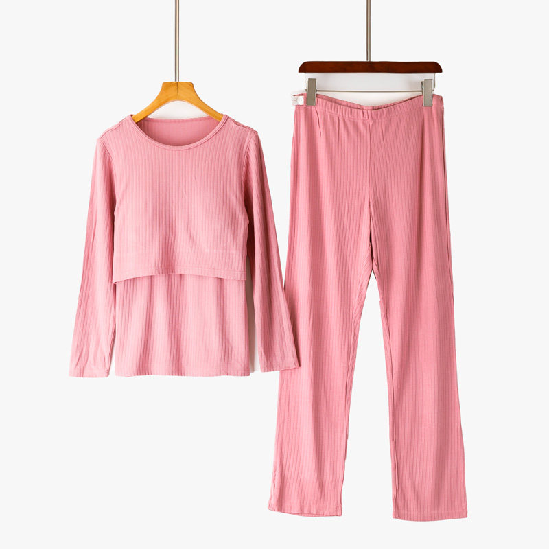 孕妇产后月子服睡衣春秋怀孕哺乳睡衣喂奶长袖T恤薄款家居服套装