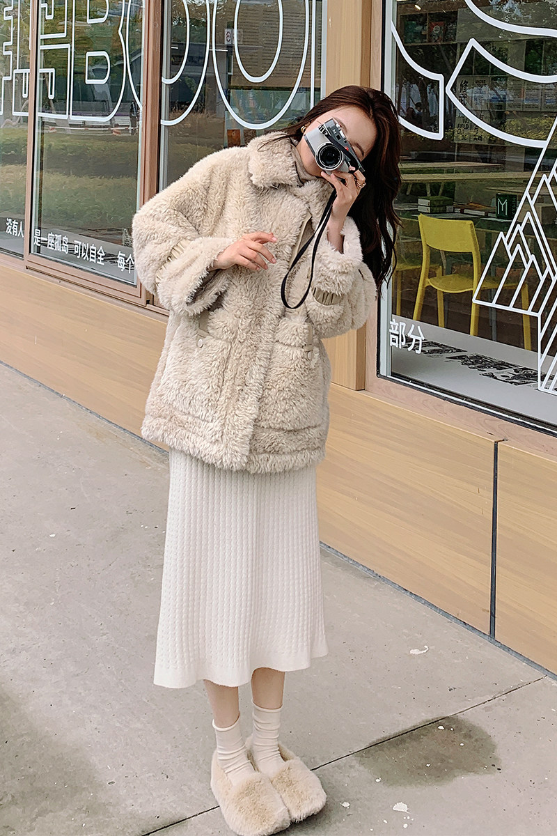 2022新款现货口袋拼接皮毛一体192-1018-P170-K258,女装毛呢外套,浙宝103（原192）