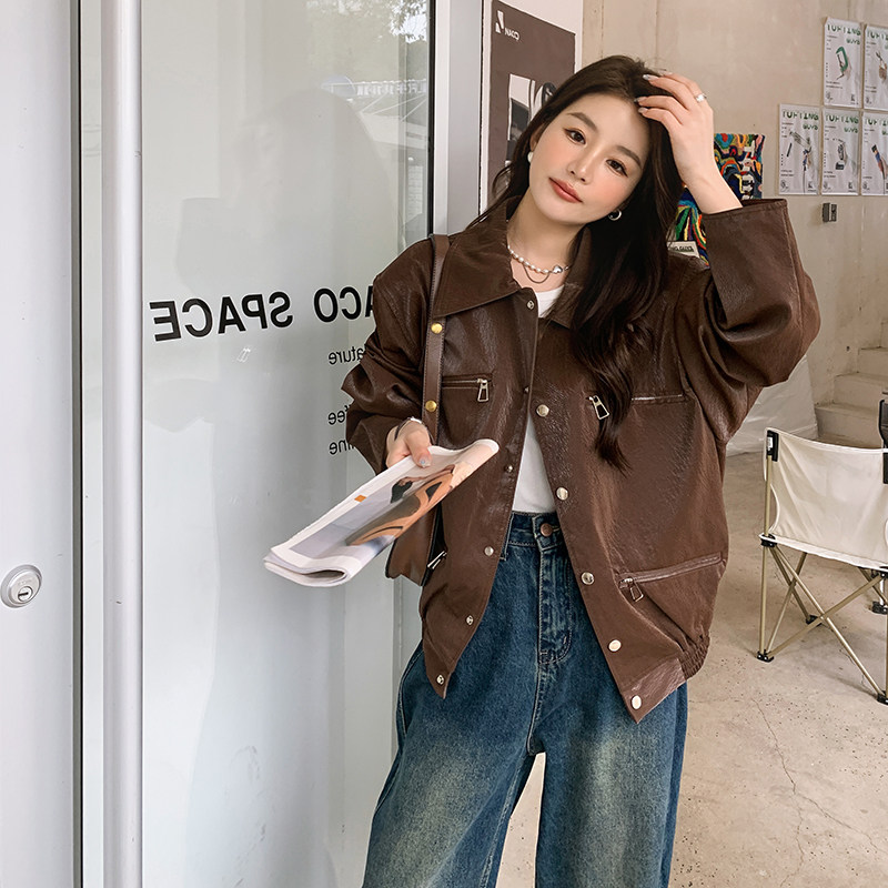2023新款PU皮机车服皮夹克短款皮衣外套女103-1599-P155-K218,女装皮衣,浙宝103（原192）