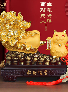 招财进宝白菜摆件招财猫办公室店铺前台收银台装饰品乔迁开业礼物