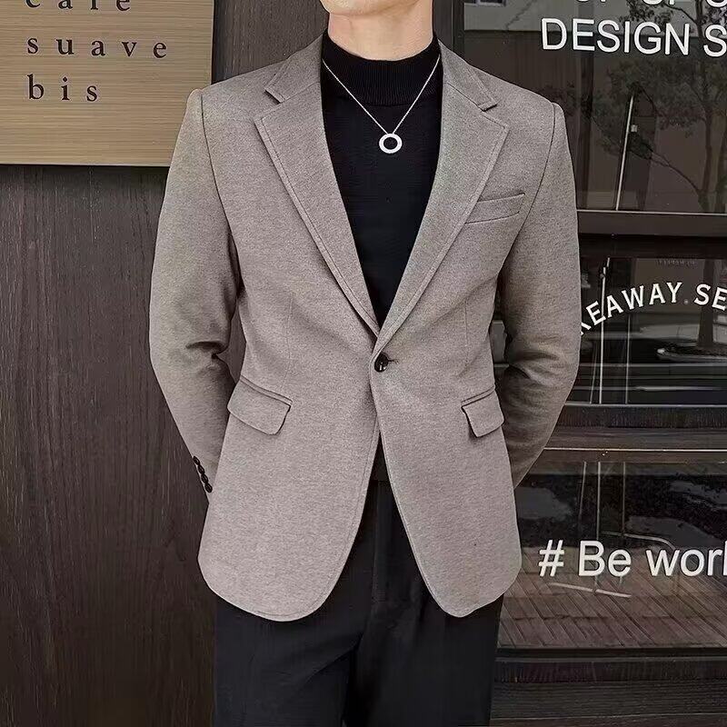 毛呢小西装外套男士冬季高级感商务痞帅休闲西服呢子短款修身上衣
