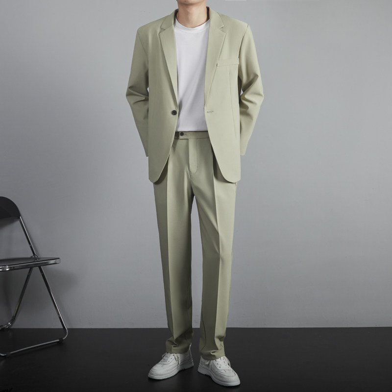 高级感西服套装男士宽松痞帅垂感休闲单西外套韩版潮流轻熟小西装