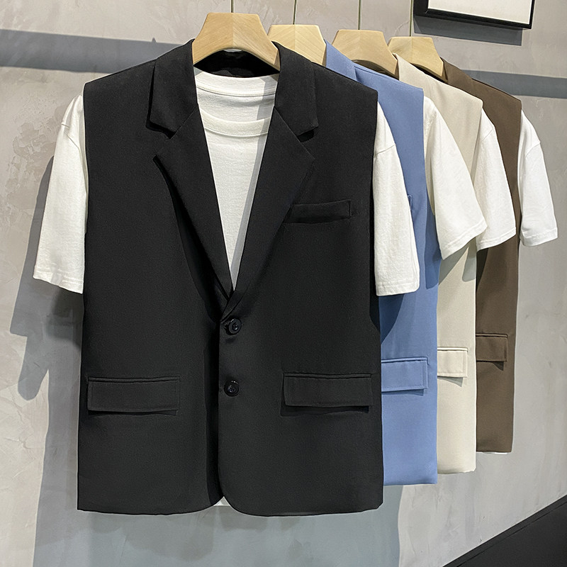 坎肩西装马甲背心男短袖西服外套