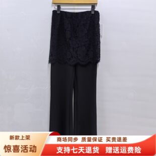西装 2026女新款 面料假两件蕾丝屁帘微喇叭裤 春装 长裤 瑞26C076时尚