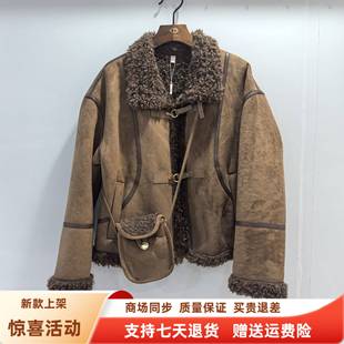 鹤颖B25A5133时尚韩系羊羔毛拼接麂皮绒加厚短外套冬装2025女新款