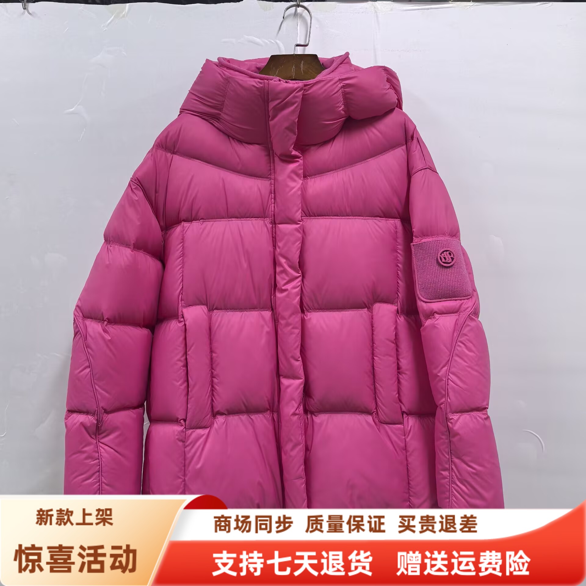 KLLS-C5610时尚休闲白鸭绒连帽保暖中长款羽绒服冬装2025女款外套