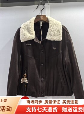 金俪朵J-D6503时尚休闲麂皮加绒羊羔毛宽松短外套冬装2025女新款