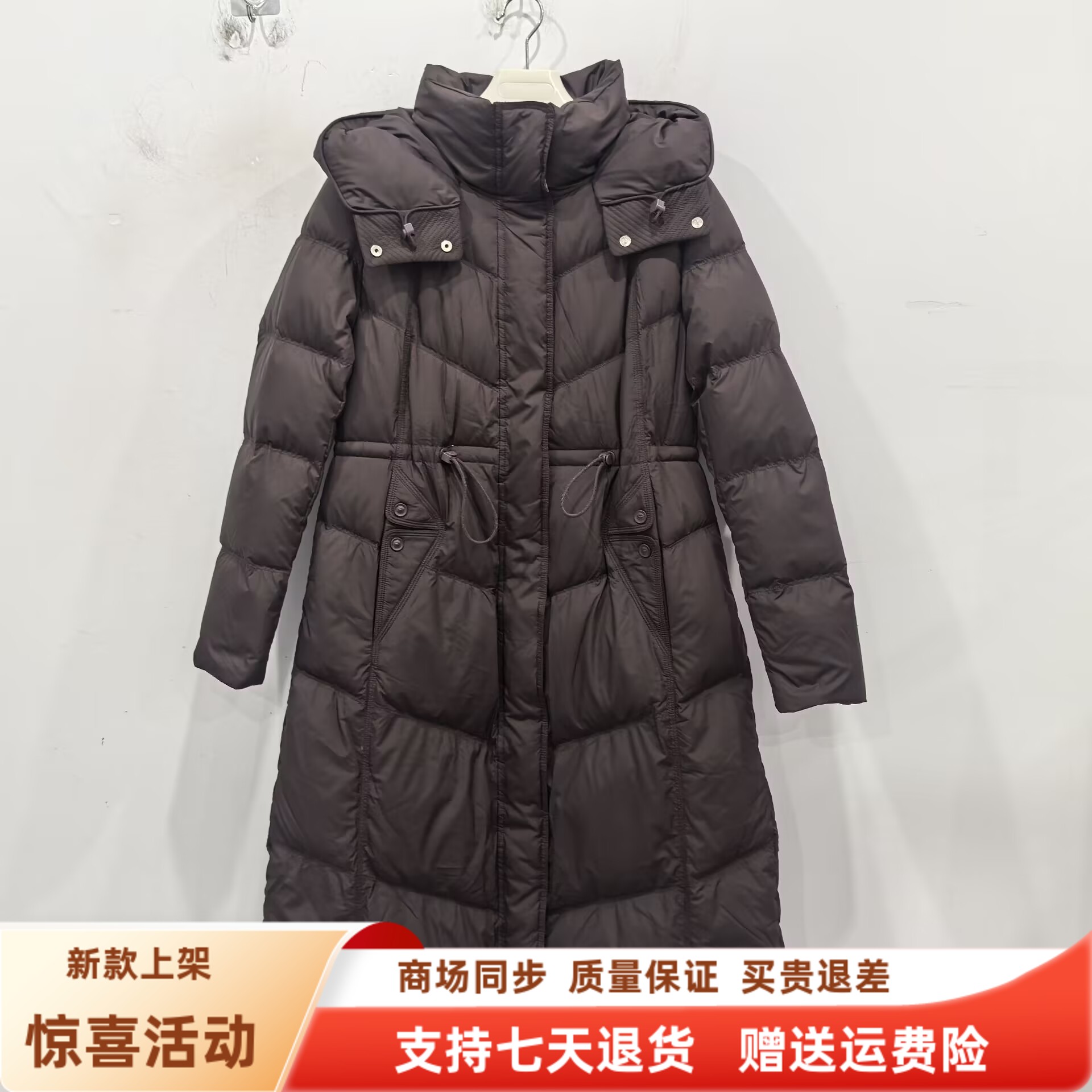 雪中奥99128时尚休闲白鸭绒连帽保暖长款羽绒服外套冬装2025女款