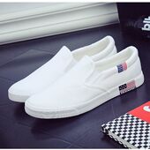 帆布鞋 懒人风舒适小白男女一脚蹬 板鞋 女ins潮新款 学生情侣韩版