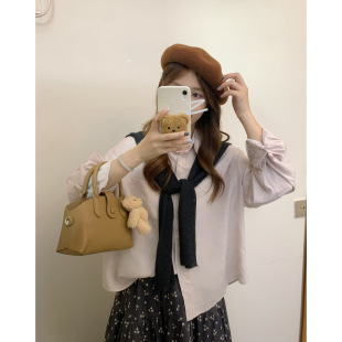 衬衫 淡颜慵懒纯色百搭少女日常通勤长袖 上衣初秋 桃花粉 秋家自制