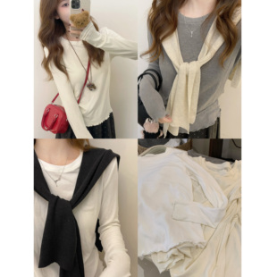 t恤打底衫 秋家自制 圆领长袖 柔软亲肤 内搭上衣秋冬 小花边蛋卷