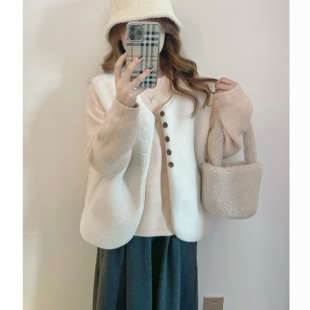 日常可通勤 软软羊羔毛 乖乖少女马甲外套 奶芋松糕 秋家自制