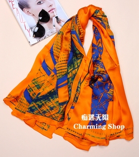 围巾女春秋冬百搭洋气多功能四方形围巾超大方巾旅游拍照披肩油画