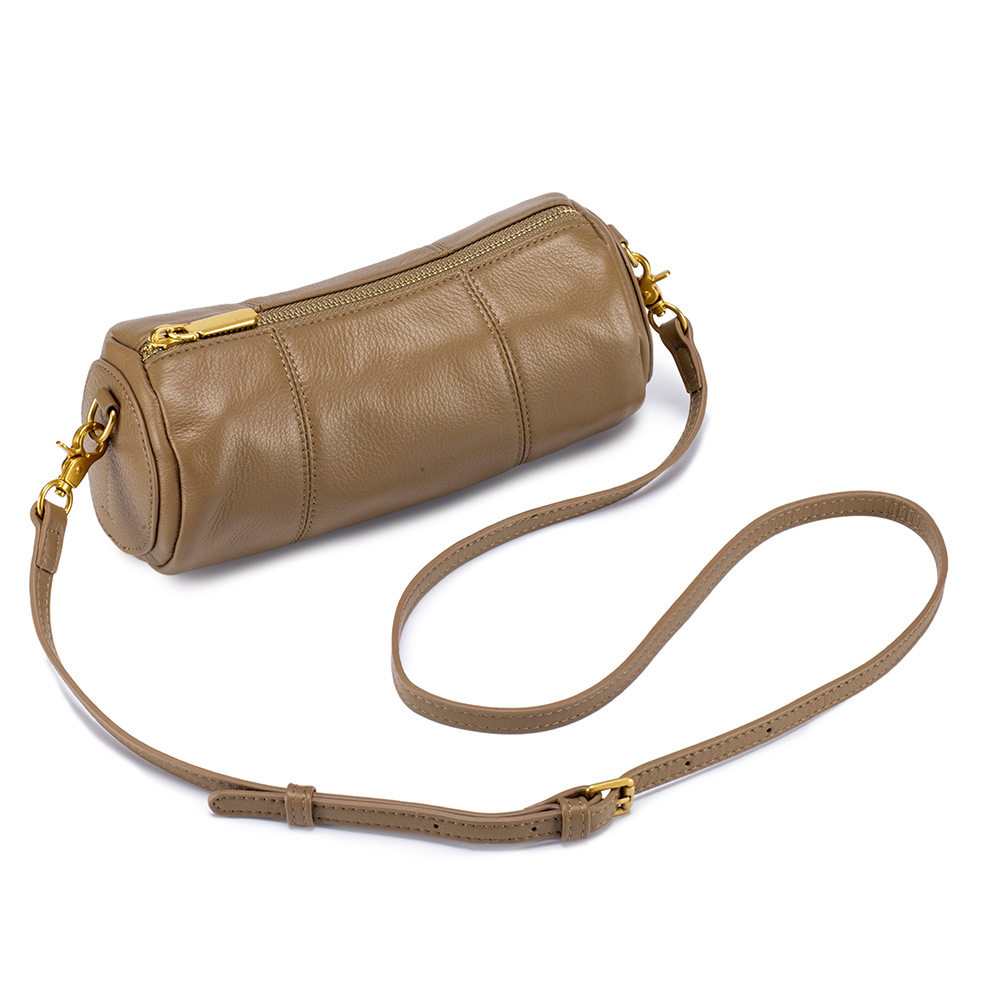 真皮女士包包全头层牛皮单肩斜挎小包休闲斜背圆筒包斜挎小包包