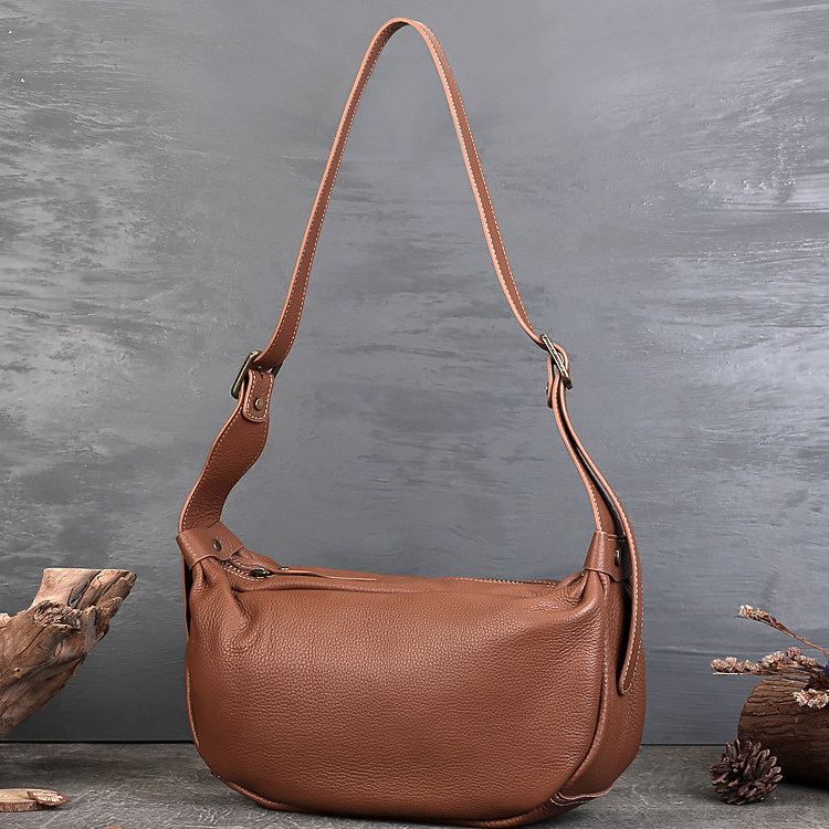 真皮女包植鞣头层牛皮单肩斜挎包时尚百搭高级感通勤斜背包饺子包
