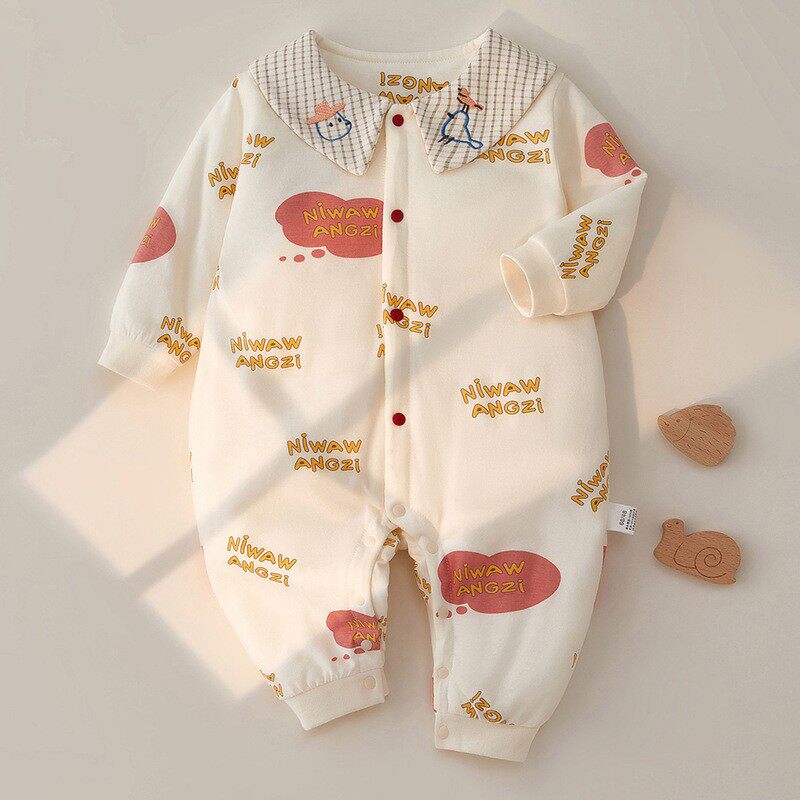 婴儿秋冬薄棉40g棉暖气屋连体衣