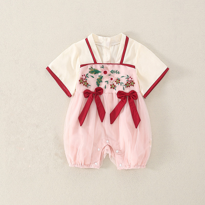 满月宝宝夏季短袖女宝汉服连体衣