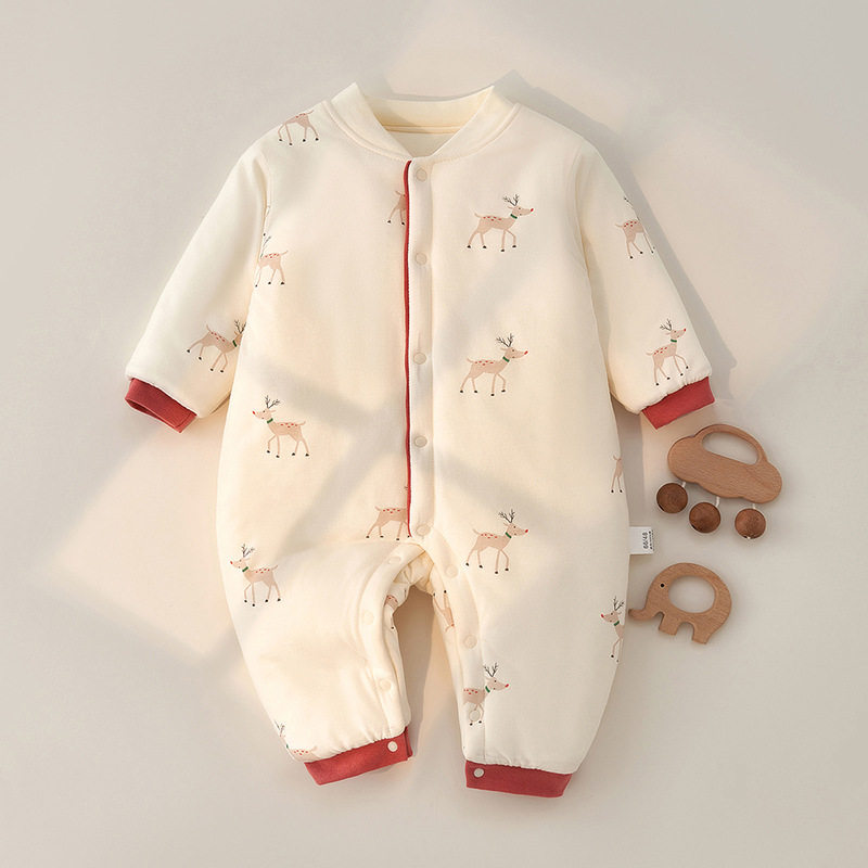 新生婴儿纯棉加厚棉服连体衣外穿