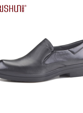 Rishun/日顺皇男鞋春季新款真皮商务休闲套脚软皮皮鞋潮青年男鞋