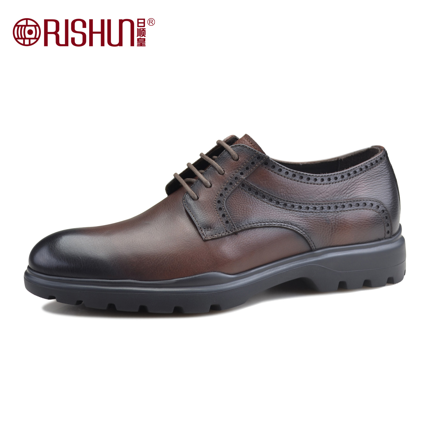 日顺皇平底英伦男鞋真皮商务皮鞋
