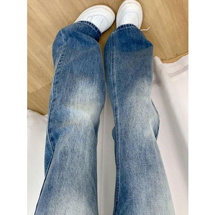 小个子低腰裤子微喇牛仔裤女款夏薄款不贴腿休闲裤宽松直筒喇叭裤
