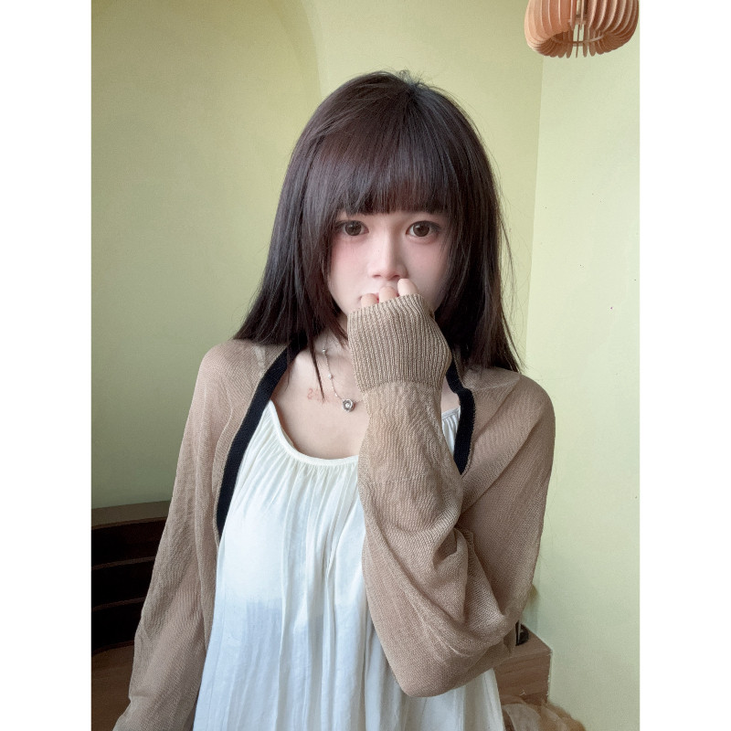 针织披肩短款防晒女夏季短丝巾宽松围巾简约外搭温婉风