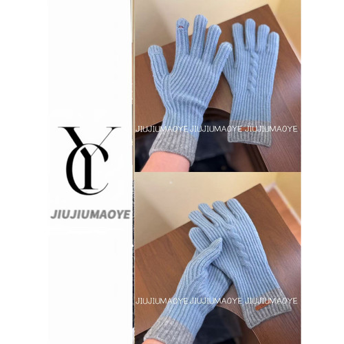 秋冬针织可触屏分指手套女款时尚百搭保暖混纺材质纯色加厚学生