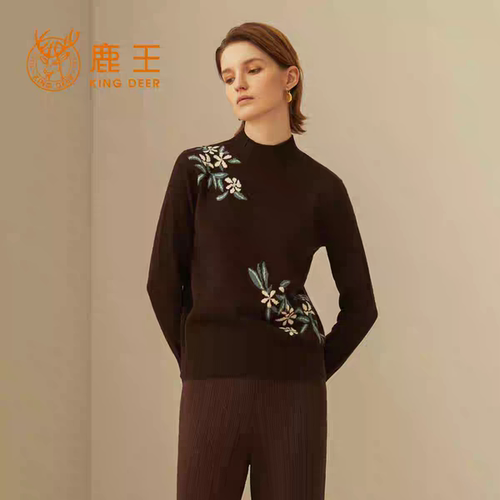 单件女士中国打底植物花卉冬季