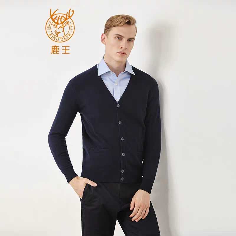 冬季新款鹿王v领外穿羊绒衫