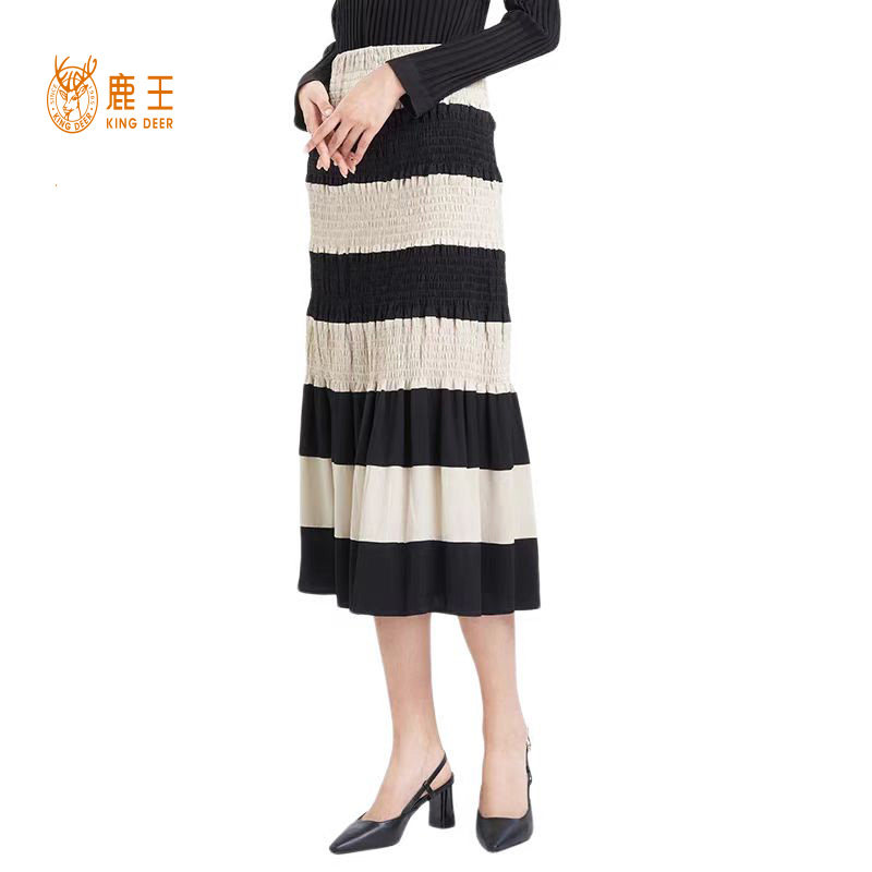 鹿王桑蚕丝长款半身裙女