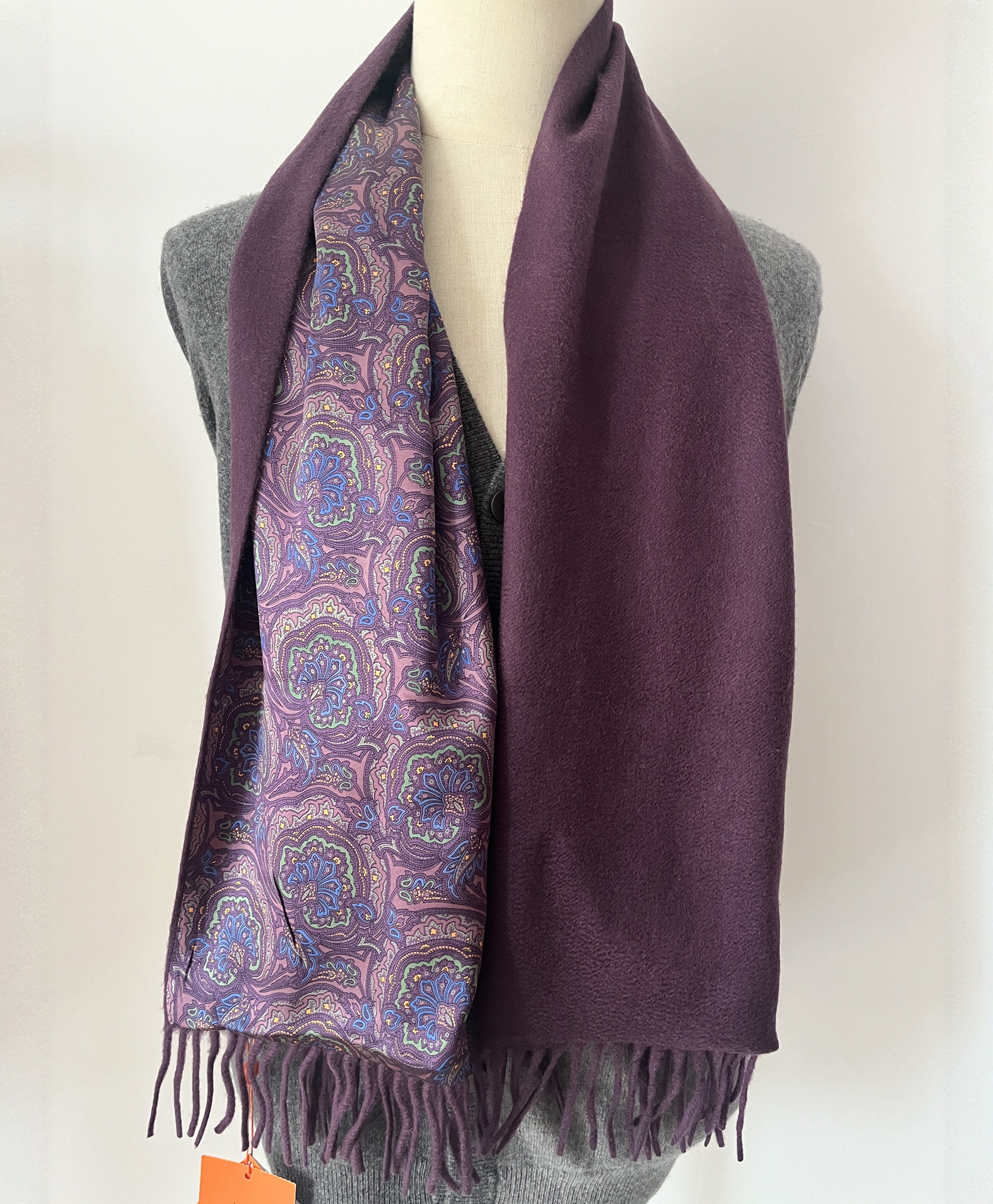 鹿王围巾双面桑蚕丝山羊绒秋冬季保暖百搭经典围脖