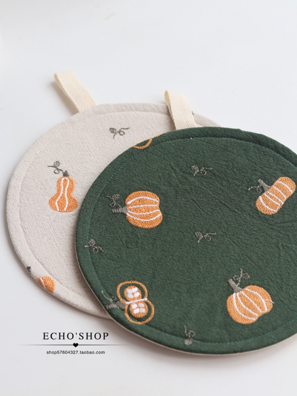 北欧棉麻家用圆形花朵小清新餐垫