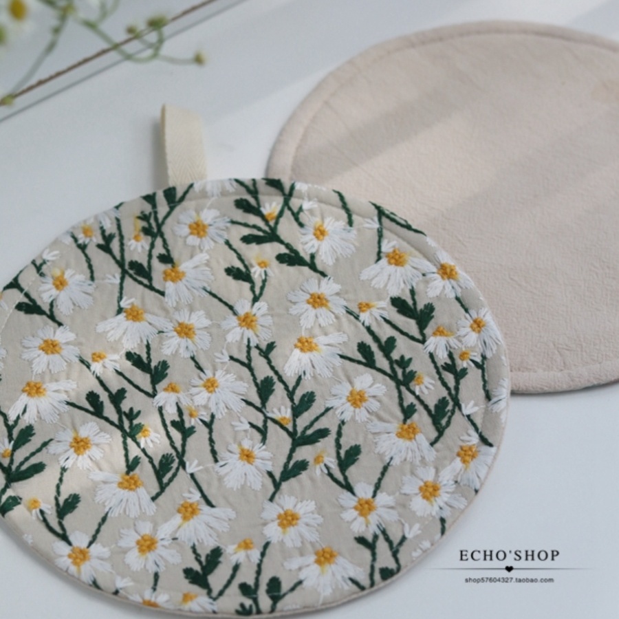 Echo手工棉麻餐垫隔热垫餐桌垫茶垫圆形布艺杯垫夹棉餐垫