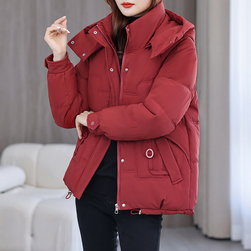 棉衣棉服女宽松短款2024新款冬季立领可卸帽加厚保暖外套遮肉棉袄