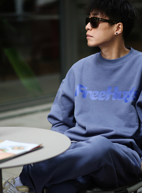 ABSURD LOGIC荒诞逻辑美式街头潮牌宽松加厚重磅圆领加绒卫衣套装