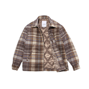 LOGIC 毛呢工装 荒诞逻辑 街头 夹克翻领夹棉格子外套 美式 ABSURD