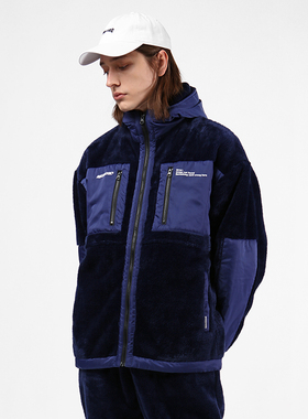 ABSURD LOGIC 荒诞逻辑 户外休闲毛绒加厚保暖连帽夹克绒毛外套男