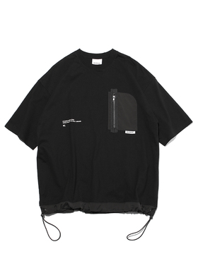 ABSURD LOGIC 荒诞逻辑 原创设计 抽绳底摆拉链口袋廓形拼接T恤