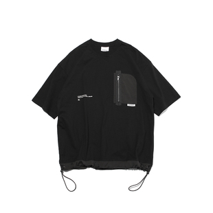 ABSURD LOGIC 荒诞逻辑 原创设计 抽绳底摆拉链口袋廓形拼接T恤