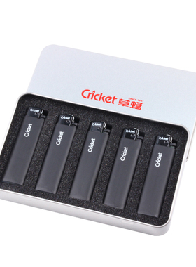 cricket草蜢正品磨砂黑礼盒防爆耐高温尼龙一次性火石砂轮打火机