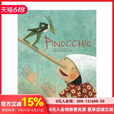 【预售】【经典童话名作绘本系列】木偶奇遇记 【Masterpiece Series】Pinocchio 原版英文儿童绘本 善本图书