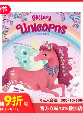 【预售】闪亮独角兽贴纸书 Glittery Unicorns: Sticker Book 原版英文儿童趣味