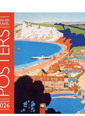 【预售】英文旅行海报 2026年挂历（艺术日历） English Travel Posters Wall Calendar 2026 (Art Calendar)  原版日历
