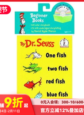 【现货】Dr Seuss One Fish Two Fish 苏斯博士 红色的鱼，蓝色的鱼 英文儿童绘本 启蒙趣味书（含CD）适合3-6岁