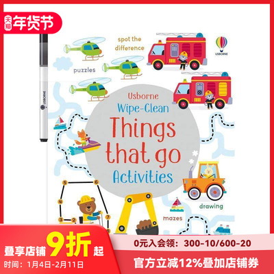 【预售】观察与计数：可擦拭活动书 Wipe-Clean Things That Go Activities 原版英文儿童趣味 善本图书