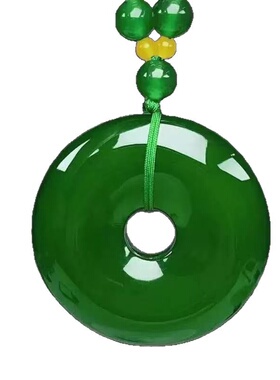 直播仿帝绿玉石吊坠大号平安扣平安无事牌弥勒佛项链礼物