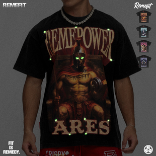 重磅男女廓形水洗做旧复古宽松短袖 夜光美式 诸神之力2.0 REMEFIT